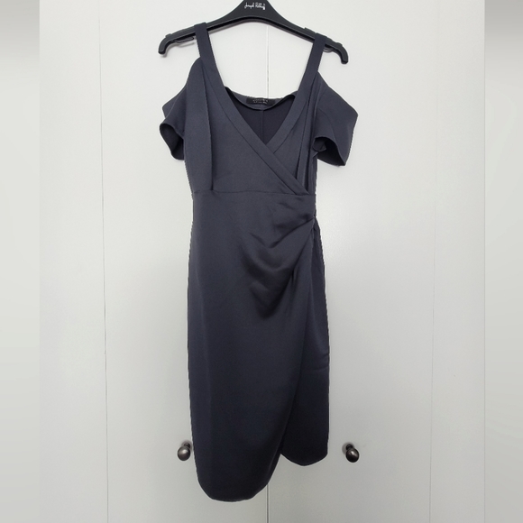 AllSaints Cadia Cold Open Shoulder Wrap Dress, size US 0 - Picture 3 of 8